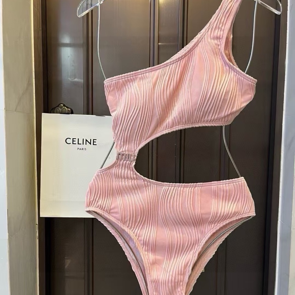 Fashion-Forward Pink Swimsuit – One Shoulder Cutout Bodysuit Style Swimwear